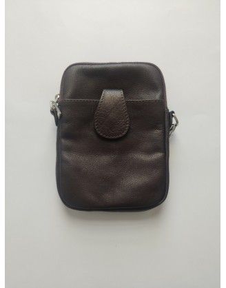 Small brown leather bag with shoulder strap
